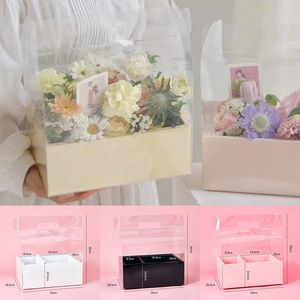 Emballage cadeau pliable Pvc boîte bonbons sac Transparent avec poignée fleur mariage boutique pliant