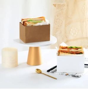 Geschenkwikkel eten hamburger inpakbox olieproof cake sandwich bakkerij brood ontbijt wrapper papier voor bruiloftsfeestje voorraad
