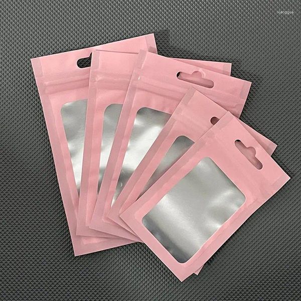 Emballage cadeau avant transparent auto-scellant sac en aluminium film visuel trou de suspension sacs d'emballage bijoux étui de téléphone emballage joint fermeture à glissière couleurs