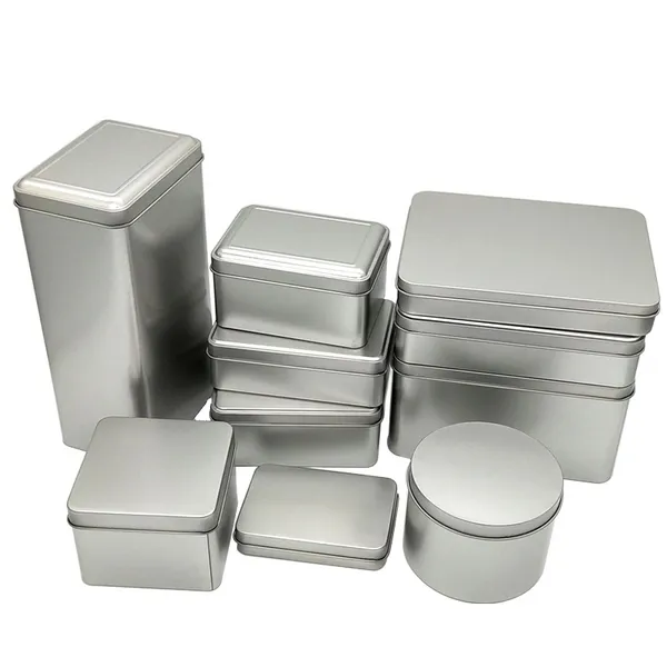 Caja de hojalata esmerilada para envolver regalos, accesorios pequeños rectangulares redondos, cajas de almacenamiento de chicle para llevar azúcar