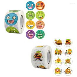 Papel de regalo G5AB 500 Uds pegatina de calabaza de Halloween etiquetas de sellado de fantasma de terror para álbum de recortes DIY embalaje papelería para hornear