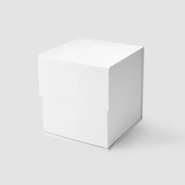 Emballage cadeau Geotobox 17,5x17,5x17,5cm |Boîtes de panier à couvercle magnétique blanches et noires du cube A6 de 6,9x6,9x6,9 pouces