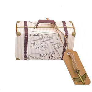 Emballage cadeau Emballage cadeau 100pcs Mini valise Kraft Candy Box Bonbonniere Mariage Es Voyage Fête à thème pour anniversaire anniversaire Dhgarden Dhswc