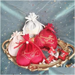 Emballage cadeau Emballage cadeau 1pcs / lot 2023 Sac d'emballage de Saint-Valentin en forme de coeur Sac de rangement de bonbons au chocolat Veet peut être personnalisé Dh0Nv