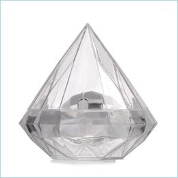 Geschenkwikkeling Geschenkomschakeling 48 -stcs/Lot Transparante plastic diamantvorm Candy Box Clear Wedding Favor Boxes Holders Geschenken Givea Boda1 Drop D Dhrtg