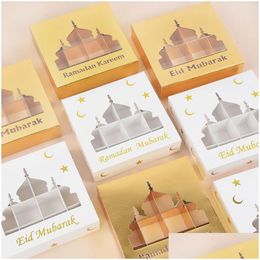 Emballage cadeau Emballage cadeau 5 pièces Ramadan Mubarak boîte à gâteaux de bonbons sac emballage de chocolat faveurs décorations de l'Aïd Islam fête musulmane Su Dhgarden Dhu6S