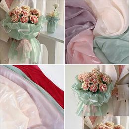 Emballage cadeau Emballage cadeau Fleur Gaze Wrap Fleurs créatives Matériel d'emballage Bouquet de mariage fait maison Graduation Saint Valentin Drop Delive Dhcqz