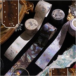 Cadeauverpakking Cadeauverpakking Starry Universe Sneeuw Goudfolie Washi Tape 30Mm Breed Japanse Maskering Voor Scrapbook Journal Planner Arts Crafts Hom Dhgwb