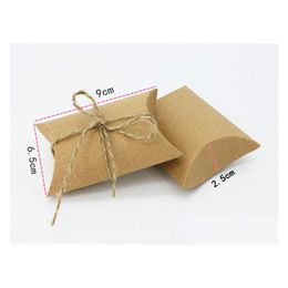 Geschenkwikkeling Gift Wrap Vintage White Khaki Rope Candy Chocolate Paper Box For Birthday Drop Delivery Home Garden Feestelijke feestartikelen DHC57