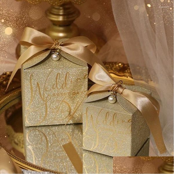 Emballage cadeau Emballage cadeau Boîtes de faveurs de mariage Boîtes de bonbons avec ruban créatif Boîte de bonbons en papier pour la fête de fiançailles Anniversaire Drop Livraison DHB2N