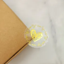Cadeaupapier Gouden Hart Zeehonden Sticker Handgemaakt Decoratief PVC Bronzing Transparant Etiket Kantoorbenodigdheden 100 stuks 3 cm