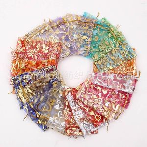 Gift Wrap Gold Rose/Butterfly Organza Bags 50 stks/set sieraden bruiloftzak mix kleur voor kerstjaar feest vakantie gebruik
