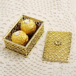 Emballage cadeau Gold Silver Wedding Chocolate Box Faveurs de fête pour les invités Biscuits en plastique Biscuits Dessert Emballage 2pcs Décor à la maison