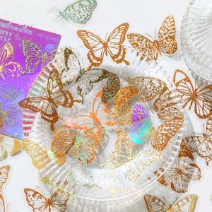 Cadeau Wrap Gold Stamp PET Autocollant Scrapbooking Ashesive DIY 45 Feuilles Transparent Rêve Rétro Papier Papeterie Décoration Journal