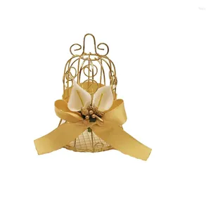 Geschenkwikkel Gouden bruiloft Candyboxen vogel kooi vorm huwelijkskast huisplinplatenverpakkingsceremonie benodigdheden