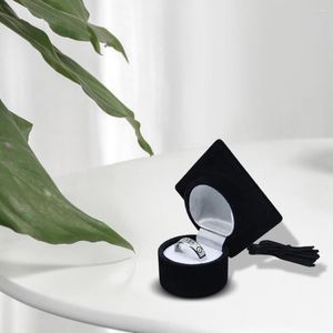 Geschenkverpakking Goede Ring Opbergdoos Flanel Afstuderen Cap Container Sieraden Display Box Geen Geur Unieke Houder Voor Feest