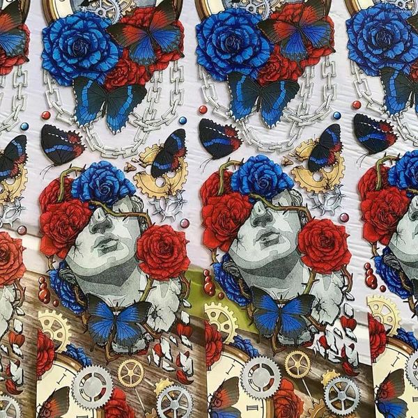 Enveloppe cadeau Gothic Style Cage Cage Blue Red Rose Washi Pet pour carte Making Diy Scrapbooking Plan Decorative Sticker Decorative