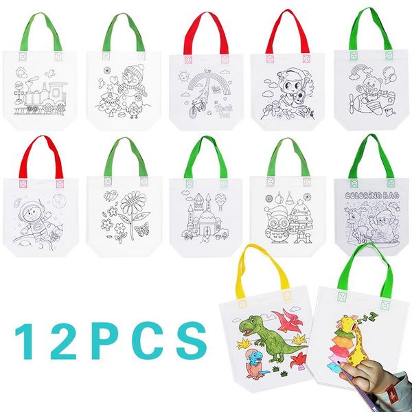 Papier Cadeau Graffiti Sac Peinture À La Main DIY Maternelle Écologique Enfants Arts Artisanat Couleur Remplissage Dessin Jouets Pour EnfantsCadeau CadeauCadeau