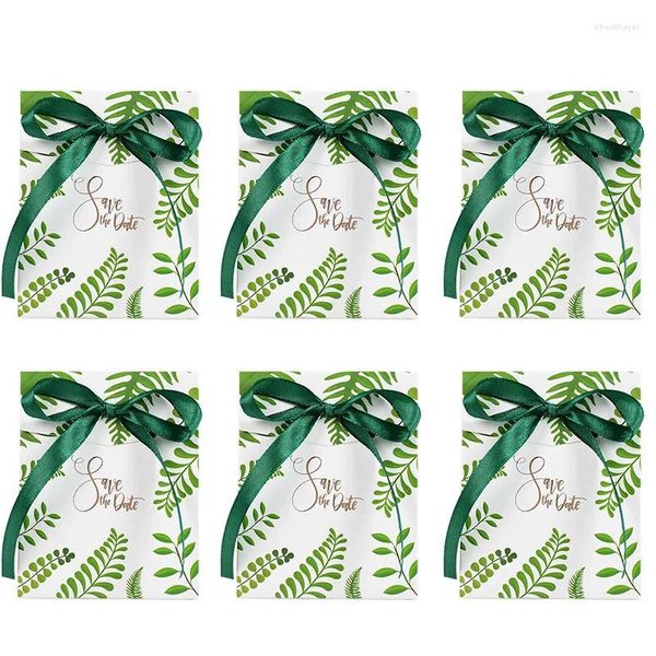 Envoltura de regalo Hojas verdes Caja de dulces Favores de boda Bolsa de papel Embalaje Selva hawaiana Suministros de cumpleaños