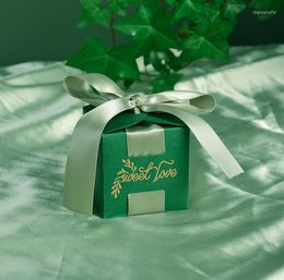 Emballage cadeau papier vert boîtes à bonbons sac boîte de mariage bébé douche faveurs fête d'anniversaire fournitures de noël décoration