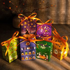 Geschenkwikkel Halloween Candy Box Small Boxes Happy Eve Party Supplies Goodie Cookie Biscuit Packaging Paper Bag 12 24pcs 230818