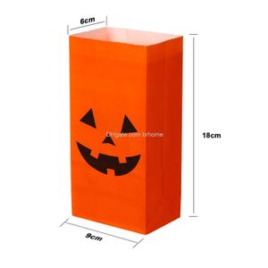 Geschenkwikkel Halloween Pompoenpapier Zakken Candy Party Huidige supermarkt Crafting Lunch Flat Bottom 7 X 3,5 2,4 inch Drop Delivery AMRW1