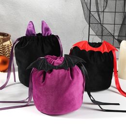 Papel de regalo Bolsa de calabaza de terciopelo de Halloween Bolsas de dulces de murciélago Trick or Treat Antlers Bunny Embalaje Drop Party Decoration 2023 220922