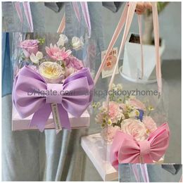Cadeau cadeau de poche Transparent Rose Fleur Boîte PVC Bouquet Arrangement Gâteau Emballage Organisateur DIY Mariage Drop Livraison Maison Jardin Dhrgc