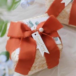 Geschenkwikkeling Handgemaakte bamboe wevende doos bruidsmeisje bruiloft snoepverpakkingen dozen baby shower gunsten feestbenodigdheden groothandel