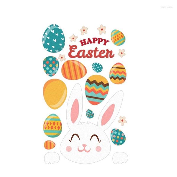 Papel de regalo Happy Easter Sticker Sheet Colorful Egg Autoadhesivo PVC Stickers para Home Party Office Wall Window Door Decor