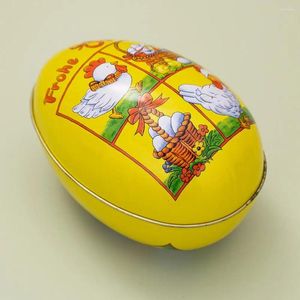 Emballage cadeau Boîte de Pâques joyeuses Boîtes à œufs de fer pour les enfants Patchéliers de poulet Biscuit portable