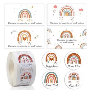 Gift Wrap Gelukkige Mail Ronde Cartoon Sticker Leuke Regenboog Commerciële Groet Card Dank u Papier Versiert Child Party