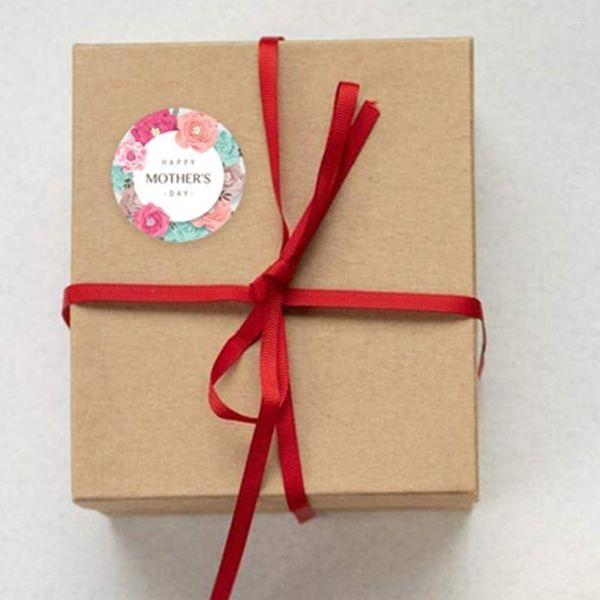 Emballage cadeau Bonne fête des mères Autocollants 500pcs / rouleau 3,8 cm / 2,5 cm de diamètre Art Flower Tag Decal pour enveloppes sceaux boîtes cartes fête