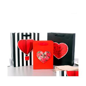 Geschenkwikkeling Happy Valentijnsdag Papieren zakken met grote hart/ ballon Tipons met geschenken om te laten zien van zorg Love1 Drop Delivery Home Garden DHZ5P