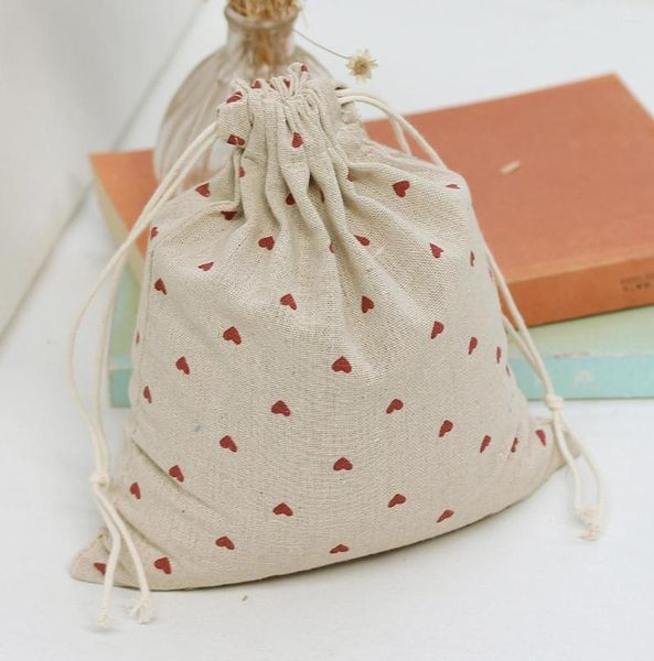 Buque de envasado de lino de regalo de regalo 8x10cm 9x12cm 10x15cm 13x17cm Party Candy Favor Jute Drawstring Bag