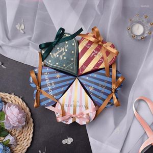 Geschenkwikkel Hartvorm Doos prachtige liefdesboxen Verpakking gestreepte voor geschenken Baby shower Verjaardagsfeestje Wedding Gunsten