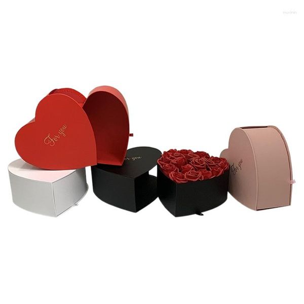 Emballage cadeau Boîte de papier de tiroir en forme de coeur Saint-Valentin Festival de mariage Fleurs d'anniversaire Cadeaux surprise Emballage Carton Carton