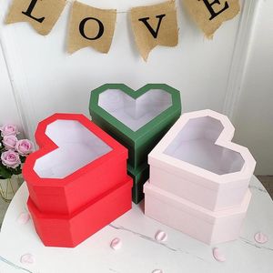 Cadeau cadeau boîte à fleurs en forme de coeur avec fenêtre transparente boîtes à fleurs saint-valentin style de luxe bricolage décor de mariage 2023