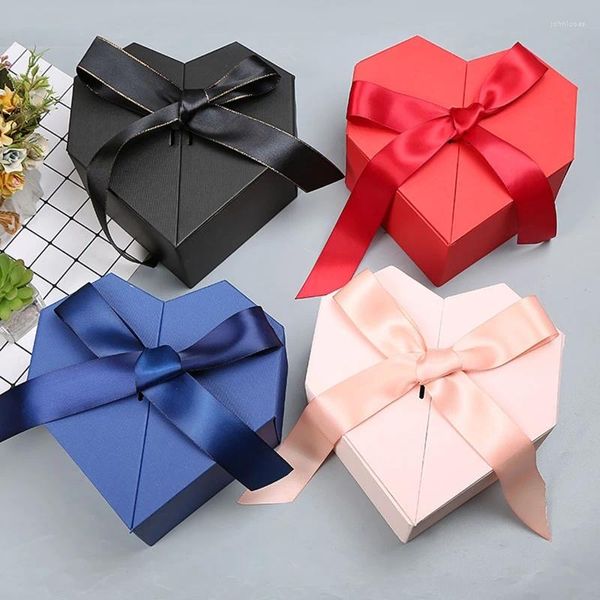 Envoltura de regalo Caja de regalos en forma de corazón con cinta de lazo Día de San Valentín Presenta cajas de embalaje