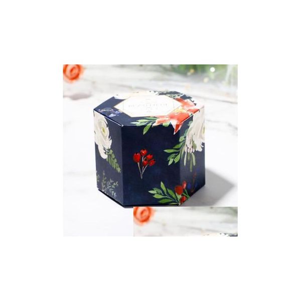 Emballage cadeau Hexagon Kraft Favor Box - 2.44 imprimé pour les événements, les mariages, les douches, l'emballage, les chocolats, les savons et les friandises. Livraison directe Ho Dhngd