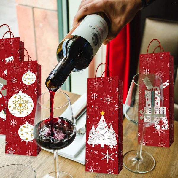 Envoltura de regalo HJ006 4 unids Cajas de embalaje de vino tinto Copo de nieve Diseño de árbol de Navidad Feliz fiesta de Navidad Whisky Champagne Caja decorativa