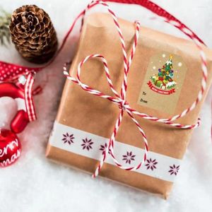 Envoltura de regalo Nombre de vacaciones Etiqueta Pegatinas Patrón impreso Etiquetas de Navidad vibrantes Festivo Autoadhesivo Kraft para