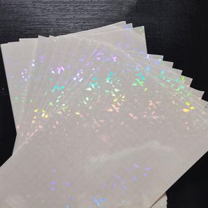 Geschenkwikkeling Holografische folie Lijmlijsten Tape Back Broken Glazen Stempel op papier Plastic 50 vellen 210 x 297 mm DIY Pakket Kleurkaart