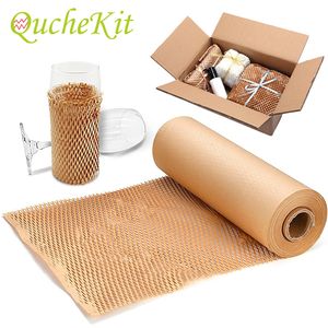 Geschenkwikkeling Honeycomb Kraft Wrapping Paper Cushioning Wrap Roll For Business Diy Gift Packaging Material Tissue Paper Christmas Birthday 230209