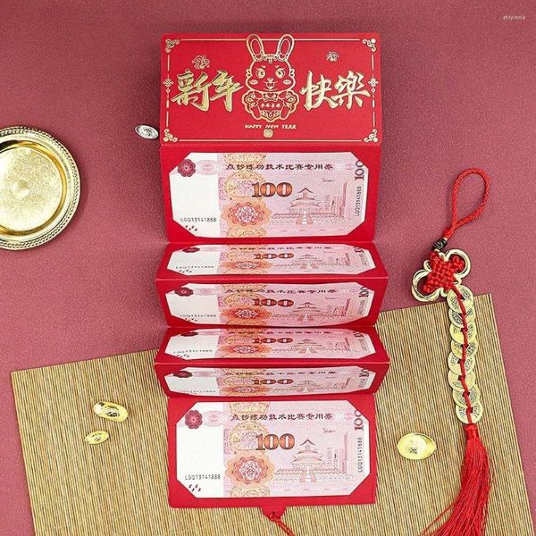 Envoltura de regalo Hongbao Año chino Tarjeta de bricolaje Embalaje Bolsa de dinero Sobres de papel 2023 Sobre rojo plegable