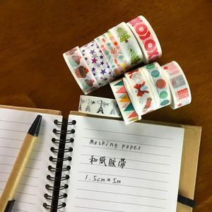 Geschenkverpakking Huishoudelijke scheurbare Cartoon Kerst DIY Decoratief Briefpapier Papier Handboek Kleurrijke Masking Washi Tape Supplies