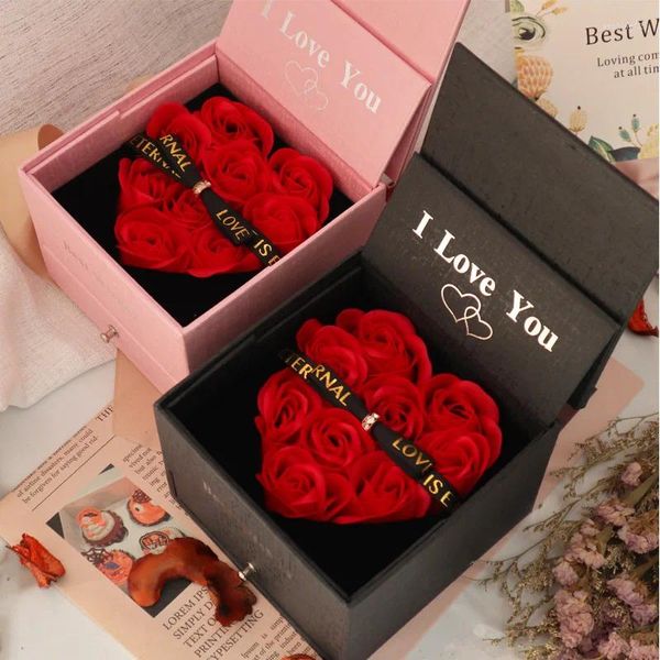 Regalos envolventes te amo corazón caja de rosa para mujeres novia de San Valentín regalos llegada moda collar romántico joyería