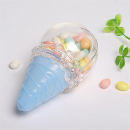 Envoltura de regalo Forma de helado Caja de dulces de boda Transparente Fiesta de cumpleaños Dulces Contenedor Almacenamiento de azúcar Lindo