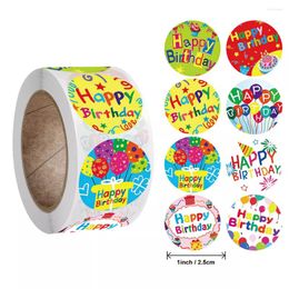 Geschenkwikkeling in 50-500 stks Happy Birthday Stickers1inch Label Sticker Paper afdichting Labels Kaart Business verpakking Stoffery's