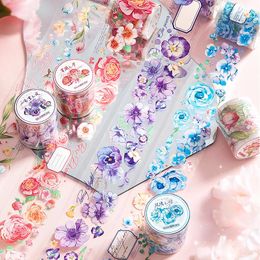 Geschenkwikkeling Ins Crystal Ink Series Maskering Tape Bloem Pet Fresh Rose transparant decoratief plakboeking Diy Collage Wikkel